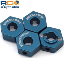 Exotek Team Associated Mt10/Pro4 Sc10 Hd Aluminum Wheel Hexes (Blue) (4 EXO2270