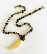 VTG  Suzanne Kalan Sterling 925 USA Gemstone Unisex Beaded Pendant Necklace, 17"