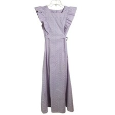 Vtg Maxi Dress Vintage Handmade Cottagecore Prairie Ruffle Purple Lavender XS