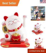 Solar Powered Fortune Lucky Cat - Waving Arm Home Decor & Car Ornament