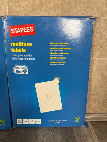 X2 STAPLES A4 Multipurpose Labels 100 sheets- 1 Label per Sheet Avery comp 3478 - Picture 2 of 7