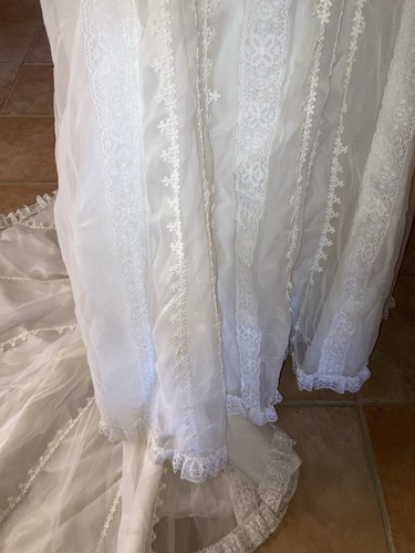 Vintage 60er Ivory Brautkleid Retro Brautkleid Gänseblümchen Spitze Langarm 10 - Bild 6 von 13
