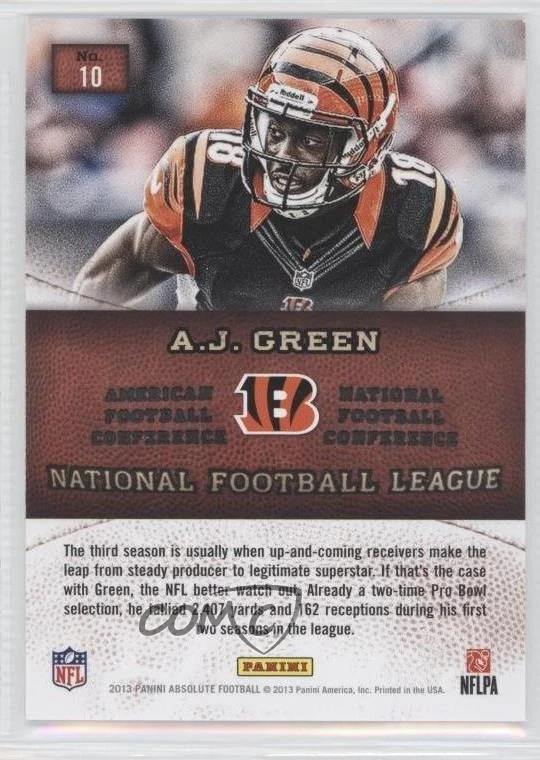 2013 Panini Absolute Hogg Heaven AJ Green #10 - Image 2 of 2