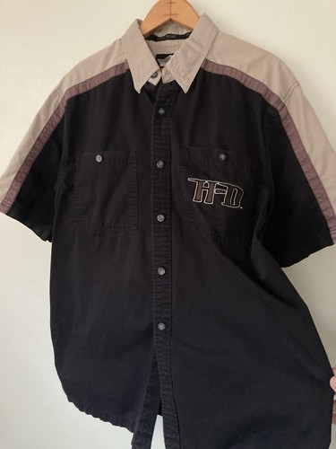 Vintage Harley Davidson Button Up Shirt Large Tall work wear biker striped Y2k - Picture 4 of 9