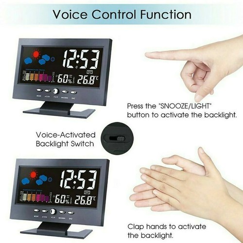 LED Digital Clock With Temperature Humidity Weather Display & Snooze Calendar - Picture 13 of 16