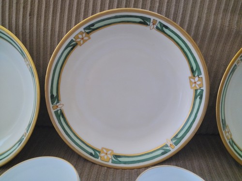 Bavaria Belmont 534 Handpainted Deco China Vintage Gold Green 4 Cups & 3 Bowls - Picture 3 of 7