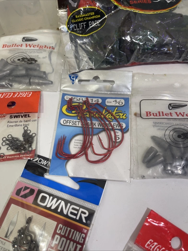 Lot Of Bass Fishing Tackle Hooks Weights Worms Swivels  - Image 4 of 4