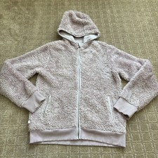 Athleta Girl So Snug Sherpa Jacket Girls XXL 16 Shadow Mauve Purple Fuzzy Zip Up