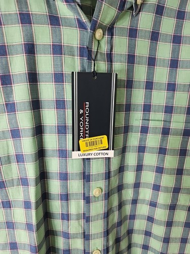 Roundtree & Yorke Mens Sz. L Shirt Button Down Easy Care Plaid Long Sleeve - Picture 2 of 8