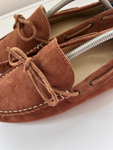 Chatham Size 5 Suede Driving Moccasins Boat Shoes Loafers Suede Leather Brown - Picture 7 of 12