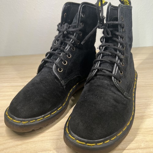 Vintage Doc Martens Made In England Schwarz Samt Cord 8-Loch Kampfstiefel 7-7,5 - Bild 4 von 11