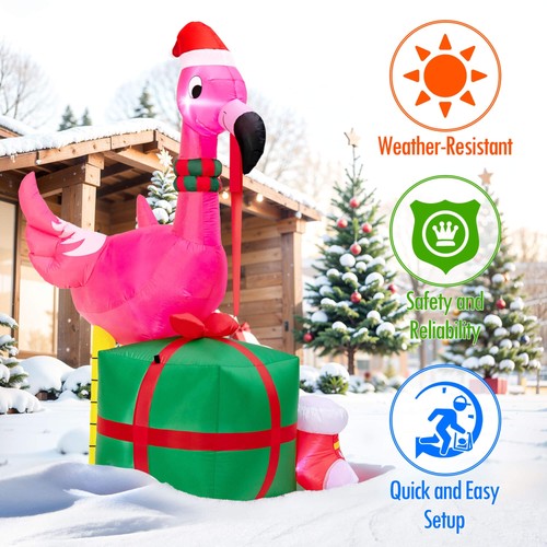 Christmas Inflatables Outdoor Decorations - 6FT Christmas Blow Up Flamingo LE... - Bild 5 von 7
