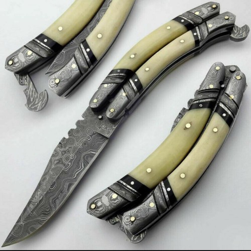 Custom Handmade Damascus Steel Folding Knife Pocket Camping For Commando Sir