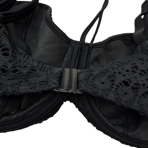 Freya Sundance Bikini Top SZ 34FF Sweatheart Swim Black Lace Overlay Beach Boho - Picture 5 of 8