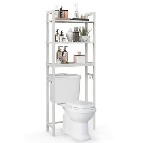 Over-The-Toilet Storage Shelf Bathroom Organizer 3-Tire Above Toilet Stand White - Picture 9 of 9