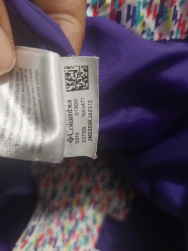 Columbia Jacket Girls Small 7/8 Colorful Purple Multi Color Detachable Hooded - Picture 12 of 16
