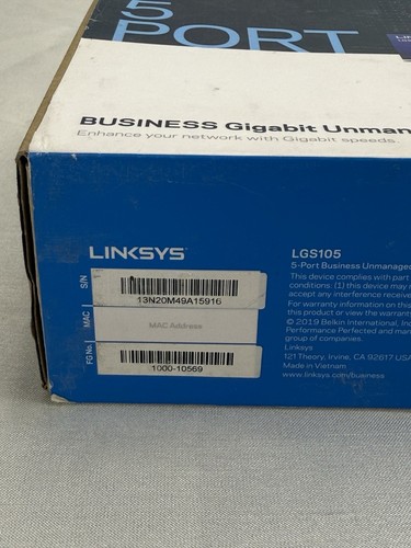 Linksys 5 Port Business Gigabit Unmanaged Switch 1000Mbps LGS105 - Picture 5 of 6
