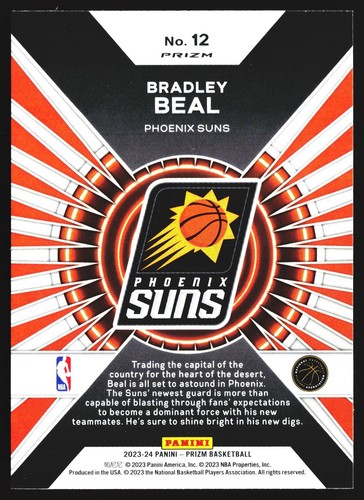 Bradley Beal 2023-24 Panini Prizm Green Prizm Dominance Phoenix Suns Card No.12 - Bild 2 von 2