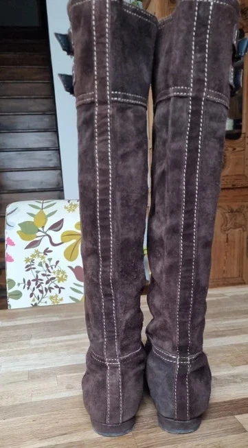 Bottes andré 39 en daim marron talon plat TBE - Photo 4/4