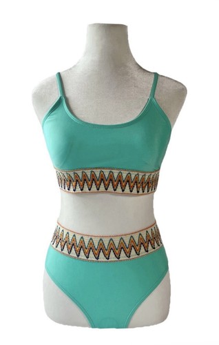 Girls 2 Piece Boho Bikini Swimsuit Spaghetti Strap Mint Green Size 14Y NWOT - Picture 5 of 19