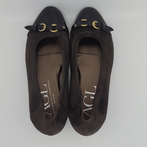 AGL Attilio Giusti Leombruni braune Wildleder Lackleder Slipper Ballerinas 40 - Bild 6 von 12