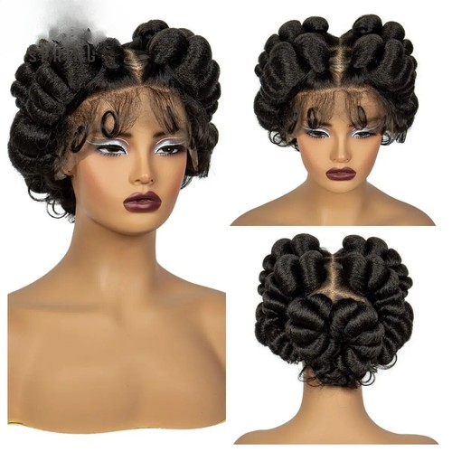 Hair Short Cute Synthetic Full Lace Knotless Braided Lace Wig for Black Women - Picture 27 of 30