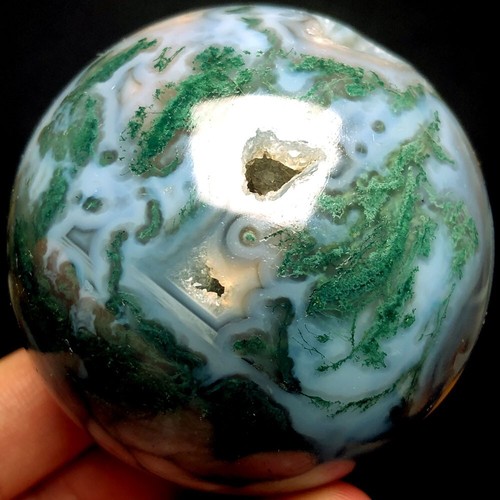 315g WOW! NATURAL OCEAN JASPER QUARTZ Geode CRYSTAL sphere BALL HEALING q523 - Picture 7 of 8