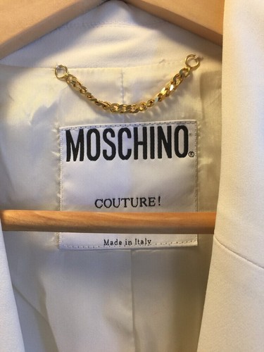 MOSCHINO COUTURE IVORY WHITE SILVER METAL HOOK EYE TRIM USA 6 JACKET BLAZER - Picture 5 of 14