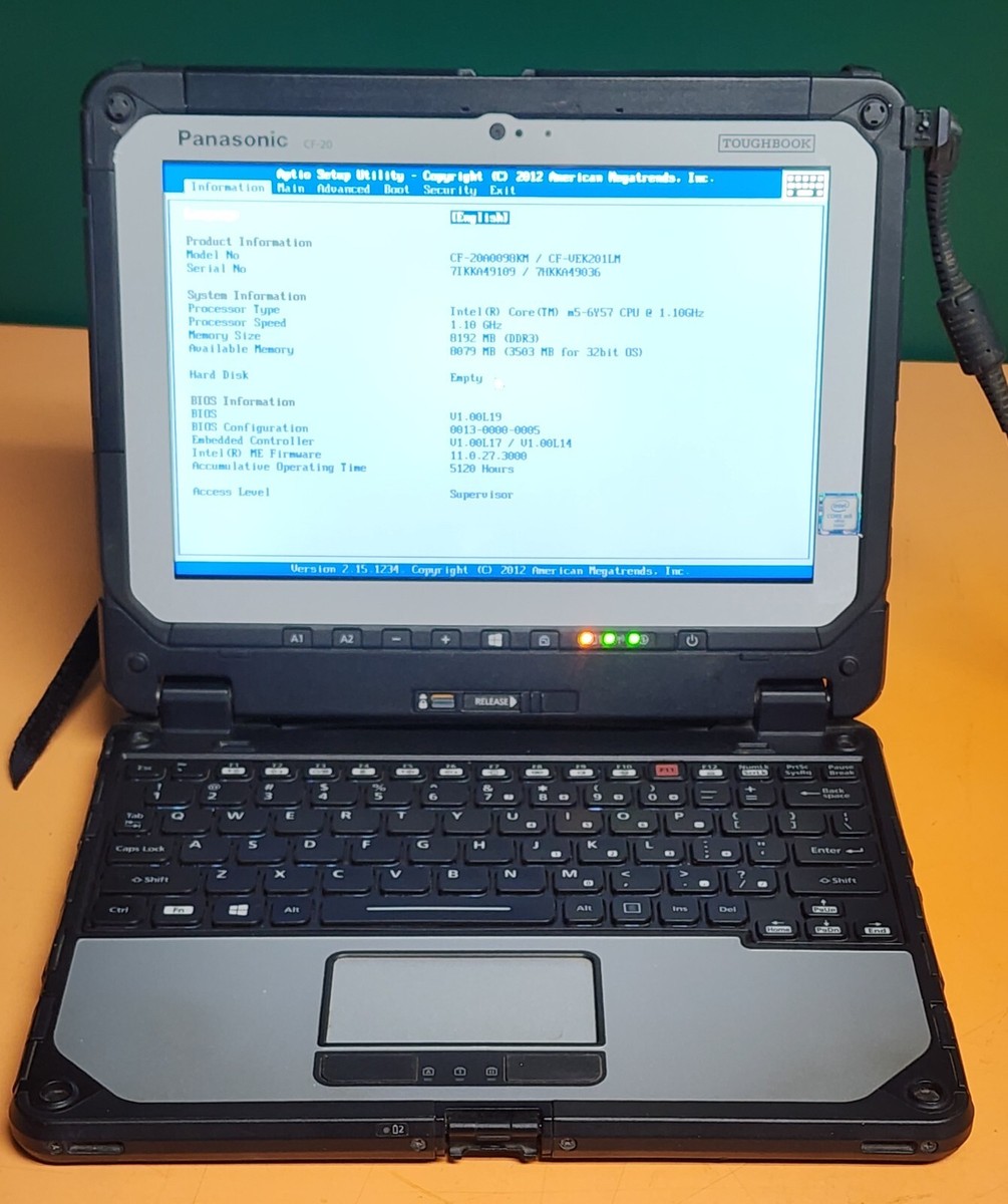 1) Panasonic Toughbook CF-20 Fully Rugged 2-in-1 *NO SSD 1) Panasonic Toughbook CF-20 Fully Rugged 2-in-1 *NO SSD