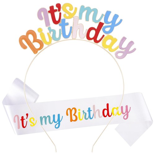 Birthday Sash Birthday Crown Birthday Headband Birthday Girl Sash Birthday Ti...