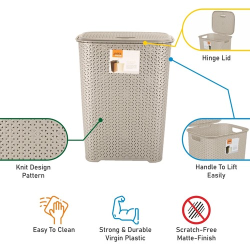 45L / 65L PLASTIC Laundry Basket with Lid Washing Clothes Storage Hamper Bin - Picture 49 of 183