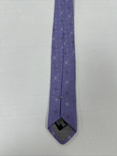 Giorgio Armani Men’s Tie Purple Geometric Pattern Squares Silk Italy Jacquard - Picture 5 of 15