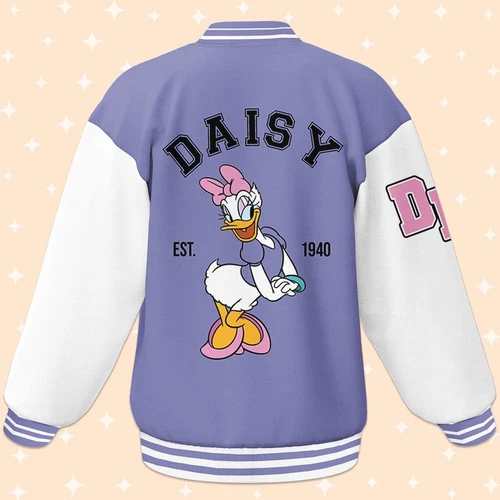 Personalize Disney Vintage Daisy Duck Baseball Jacket,  Custom Disney Jacket