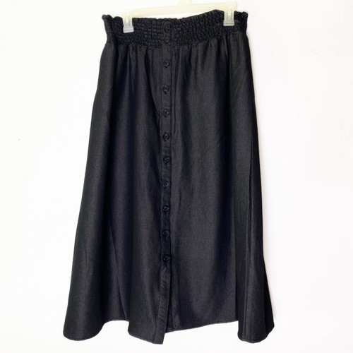 Appraisal Plus Women’s Size 14W Elastic Waist Full A Line Midi Skirt Charcoal - Picture 1 of 9