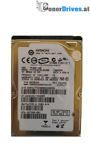 Hitachi 7K320-160 - 0A58103- 160 GB - SATA - 220 0A90121 01 Rev.*