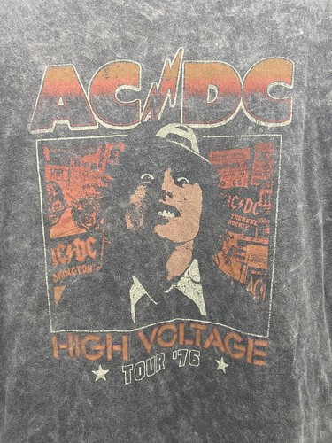 AC/DC High Voltage Tour '76 T-Shirt grau L/XL Vintage Distressed Rock Band - Bild 2 von 5