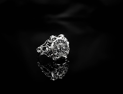 925 Sterling Silver Mayan Calendar Ring for Women Aztec Jewelry - Picture 3 of 7