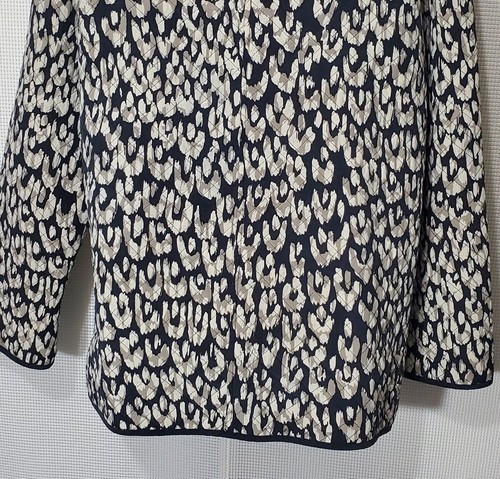 Maggy London Jacke Damen 10 schwarz Animal Print 100% Seide gesteppt gefüttert Taschen - Bild 7 von 11