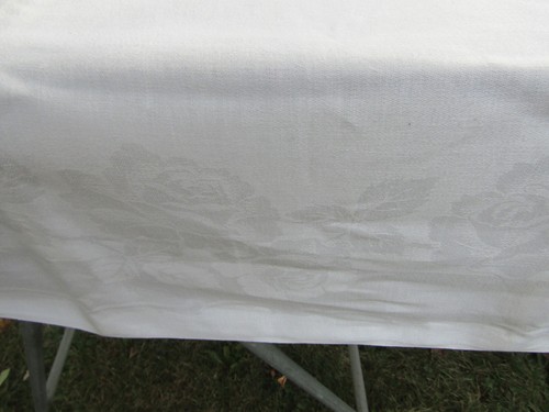 Telo damascato bianco disegno rose 65" x 86" macchie TC166 - Foto 15 di 17