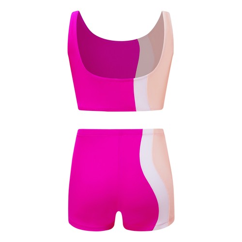 Kids Girls Tank Vest And Bottoms Sleeveless Crop Top With Shorts Stretchy Gym - Picture 9 of 52