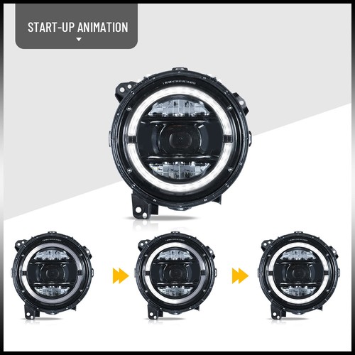 VLAND FULL LED Headlights Halo Ring For Jeep Wrangler JL JLU 2018-2023 Animation - Picture 3 of 8