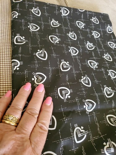 Vintage Sewing Fabric Marcus Bros. 1.25ydx45" Logo? Black White Hearts Cotton - Picture 4 of 4