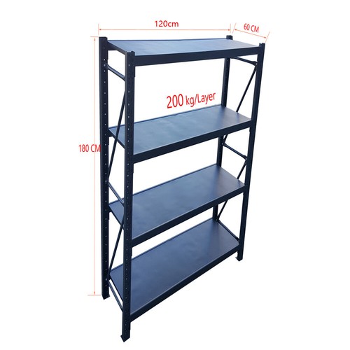 1.2M Length Matte Black Heavy Duty Warehouse Racks Storage Shelves Garage Shelf - Picture 10 of 12
