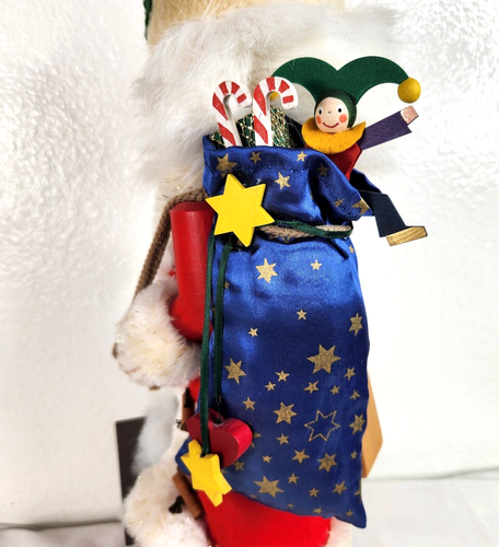 Vintage Holzkunst Christian Ulbricht Babbo Natale schiaccianoci in legno 17" sul tetto tedesco - Foto 14 di 20