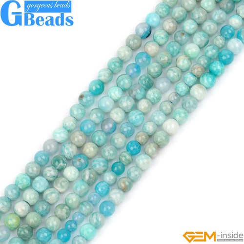 Cuentas redondas de amazonita africana azul para hacer joyas envío gratuito piedra natural - Imagen 17 de 40