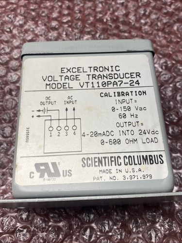 Used Scientific Columbus VT110PA7-24 Exceltronic Volt Transducer - Picture 9 of 10