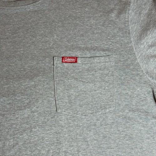 Adult XL Coleman Brand Long Sleeve Shirt w Pocket Grey T-Shirt - Picture 3 of 6