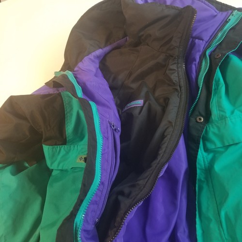VTG 90’S COLUMBIA 2 LAYER W/ ZIP OUT RADIAL SLEEVE JACKET - SZ M TEAL PURPLE - Picture 4 of 11
