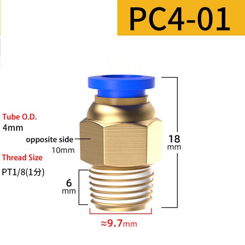 Stecker Bolzen Steckverschraubung Pneumatikverschraubung für Luft Wasser Anschluss 4/6/8/10/12/16 mm - Bild 6 von 28