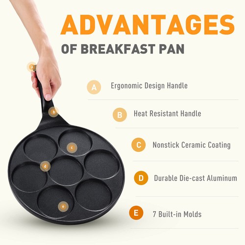 Pfannkuchen Pfanne, 7-Kreis-Formen, 27 cm Pancake Pfanne Spiegelei Eierpfanne~! - Bild 16 von 19